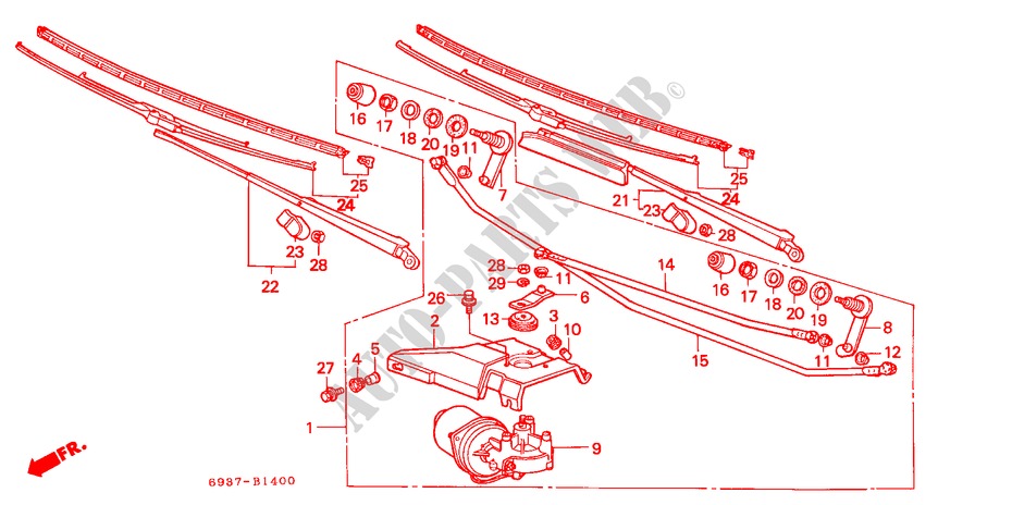 ESSUIE GLACE AVANT (B,BP,D,F,G,S,W,X) pour Honda QUINTET DX 5 Portes 3 vitesses automatique 1983