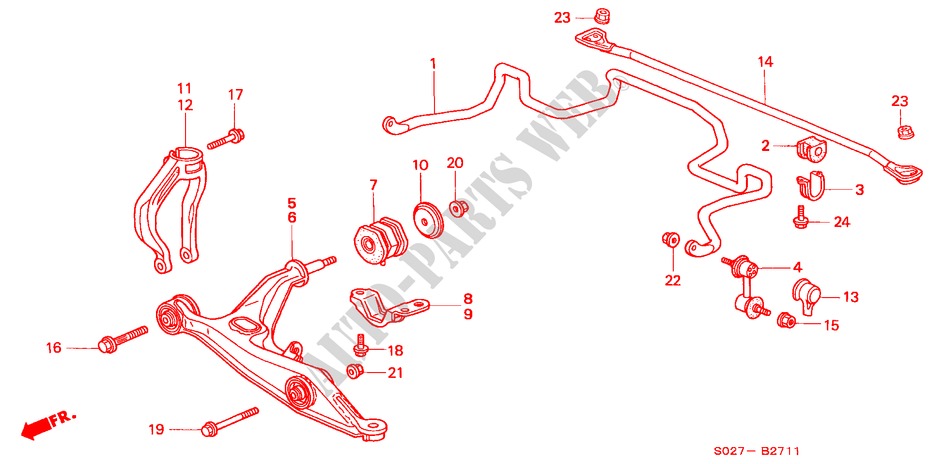 BRAS INFERIEUR AVANT(2) pour Honda CIVIC COUPE 1.6VTI VTEC 2 Portes 5 vitesses manuelles 1999