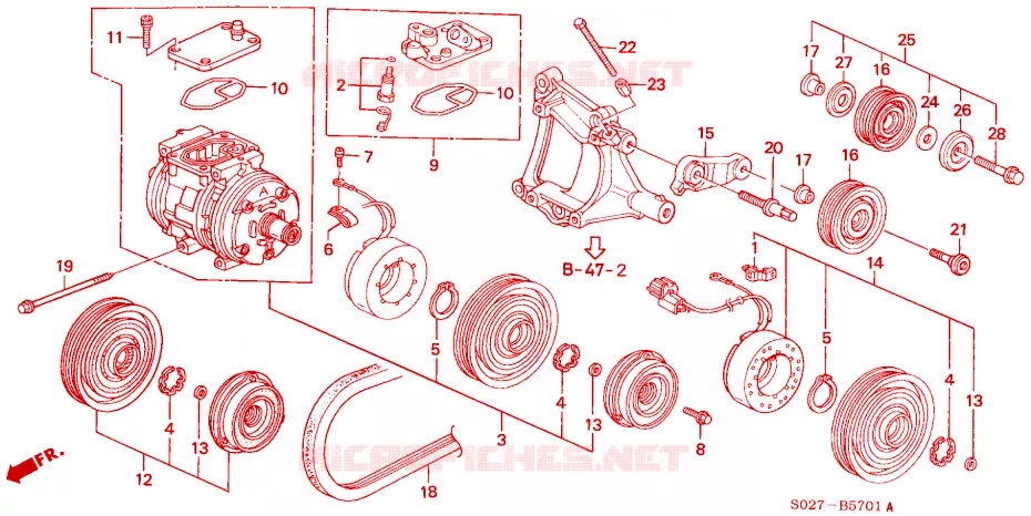 CLIMATISEUR (COMPRESSEUR) (2) Honda  CIVIC COUPE 2000 VTI R 5 vitesses manuelles 