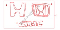GOLD EMBLEM pour Honda CIVIC 1.5I 3 Portes 4 vitesses automatique 2000