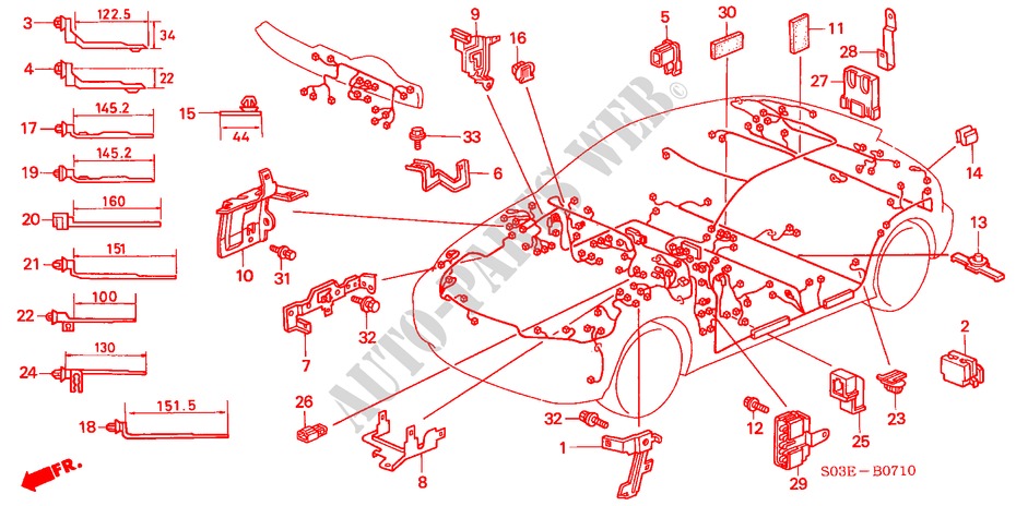 ATTACHE DE FAISCEAU/SUPPORT(LH) pour Honda CIVIC 1.4IS 3 Portes 4 vitesses automatique 2000