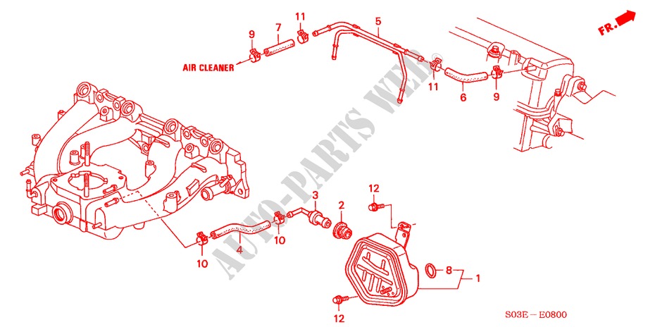 CHAMBRE DE RENIFLARD(SOHC) pour Honda CIVIC 1.4IS 3 Portes 4 vitesses automatique 2000