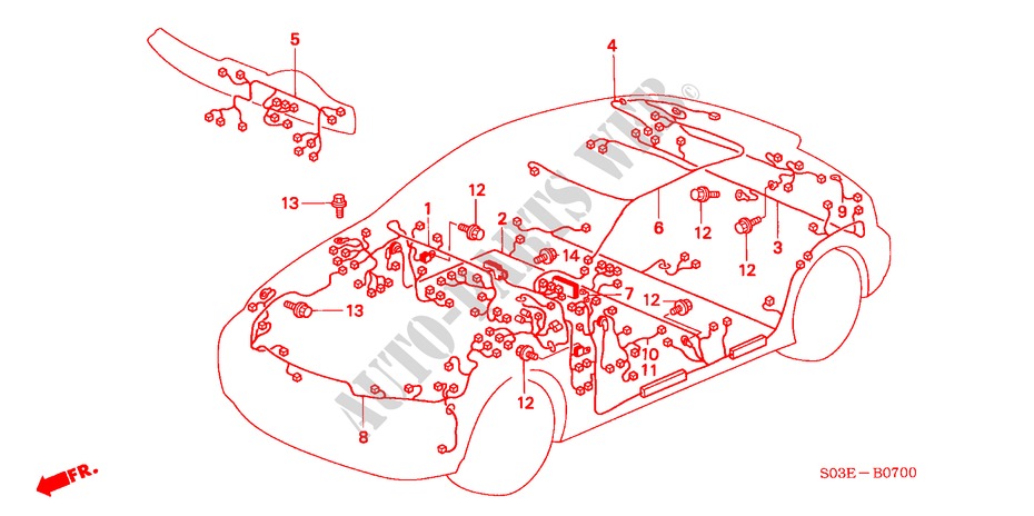 FAISCEAU DES FILS(LH) pour Honda CIVIC 1.4IS 3 Portes 4 vitesses automatique 2000