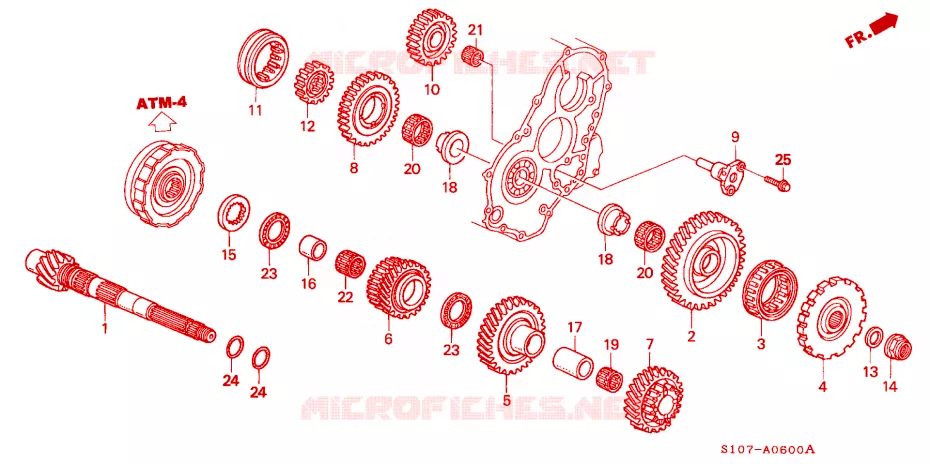 ARBRE DE RENVOI Honda  CRV 2000 RVSI 4 vitesses automatique 