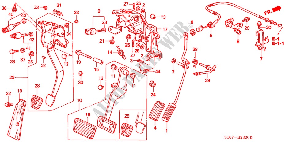PEDALE(LH) pour Honda CR-V RVSI 5 Portes 4 vitesses automatique 2000