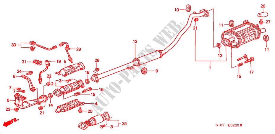 TUYAU D'ECHAPPEMENT pour Honda CR-V RVI 5 Portes 4 vitesses automatique 2000