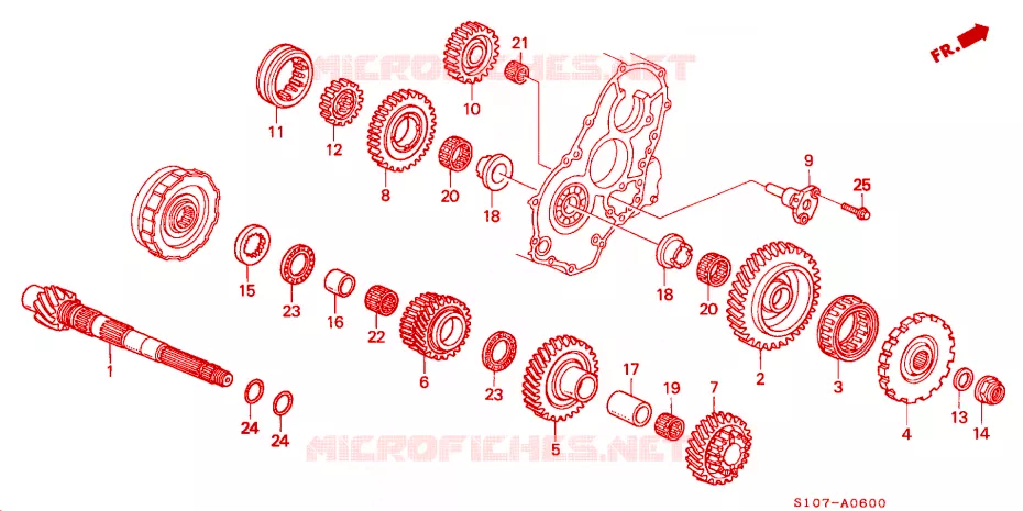 ARBRE DE RENVOI Honda  CRV 2001 RVI 4 vitesses automatique 