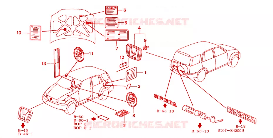 EMBLEMES Honda  CRV 2001 RVI 4 vitesses automatique 