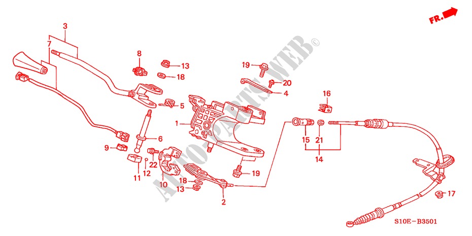 LEVIER DE SELECTION(RH) pour Honda CR-V RVSI 5 Portes 4 vitesses automatique 2001