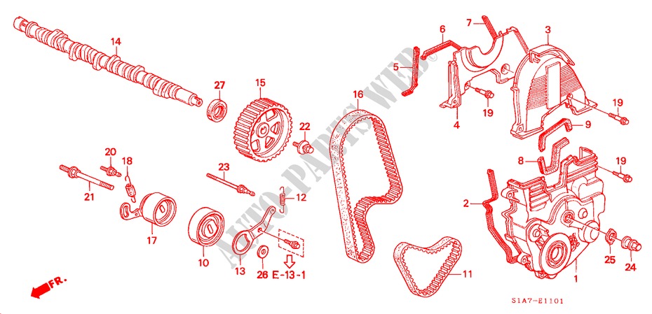 ARBRE A CAMES/COURROIE DE DISTRIBUTION (1.8L/2.0L/2.3L) pour Honda ACCORD 1.8IS 4 Portes 5 vitesses manuelles 2000