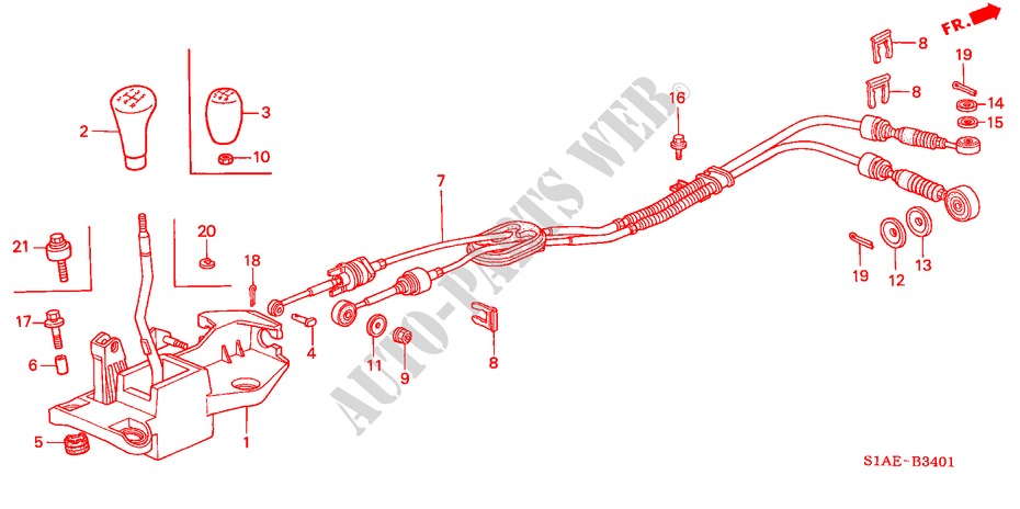 LEVIER DE SELECTION (1.8L/2.0L/2.2L/2.3L) pour Honda ACCORD 1.8I         SPORT 4 Portes 5 vitesses manuelles 2001