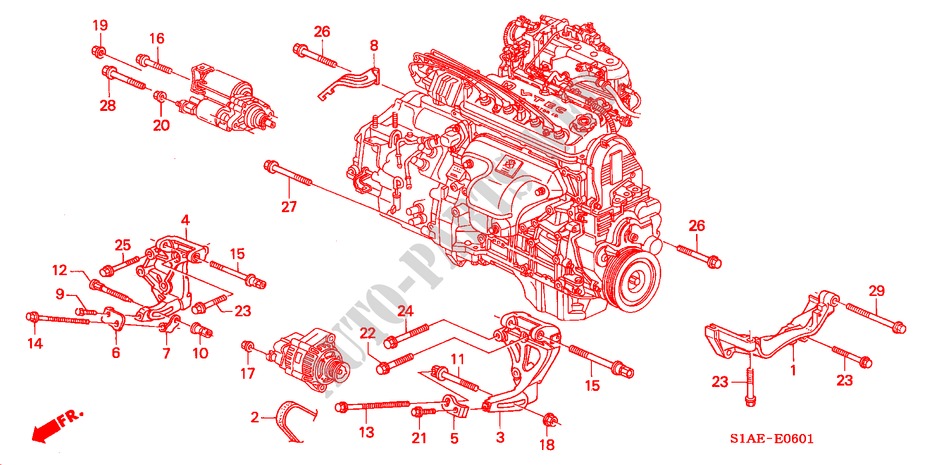 SUPPORT D'ALTERNATEUR (1.8L/2.0L/2.2L/2.3L) pour Honda ACCORD TYPE R 4 Portes 5 vitesses manuelles 2000
