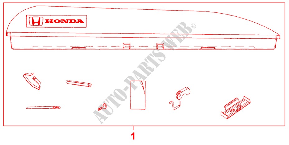 TOP BOX LUGAGES   350L pour Honda ACCORD 1.6IS 4 Portes 5 vitesses manuelles 2000