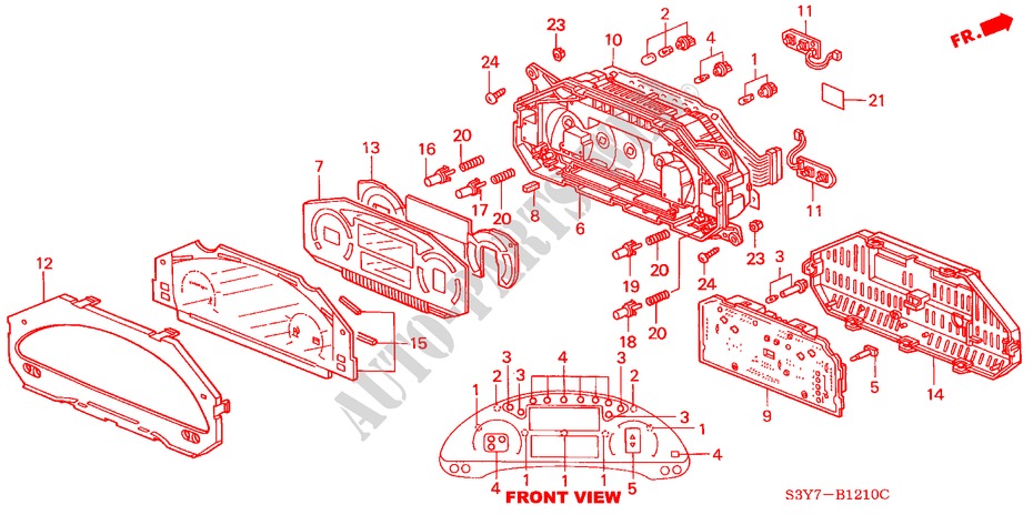 COMPTEUR COMBINE (COMPOSANTS) pour Honda INSIGHT DX 3 Portes 5 vitesses manuelles 2000
