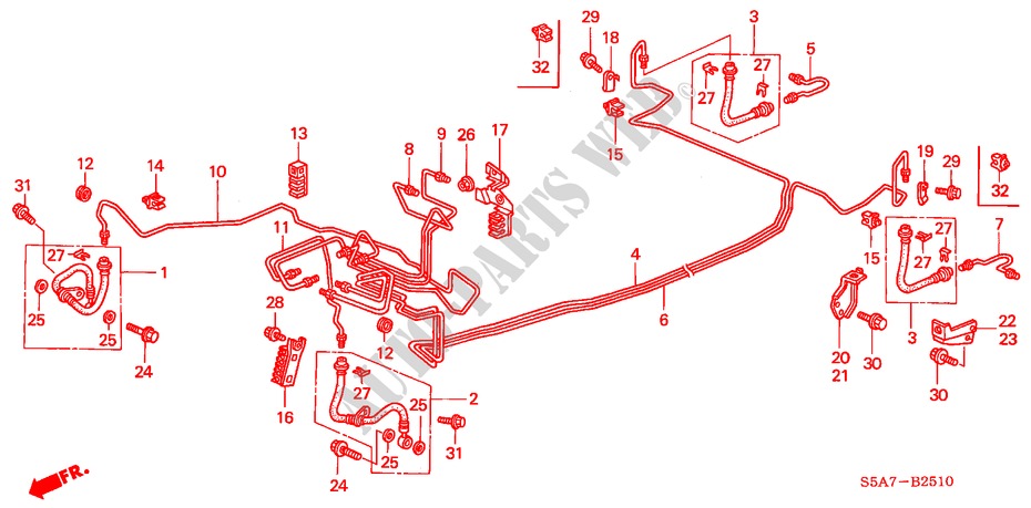 CONDUITES DE FREIN(ABS) (LH) (1) pour Honda CIVIC 1.4S 4 Portes 4 vitesses automatique 2001