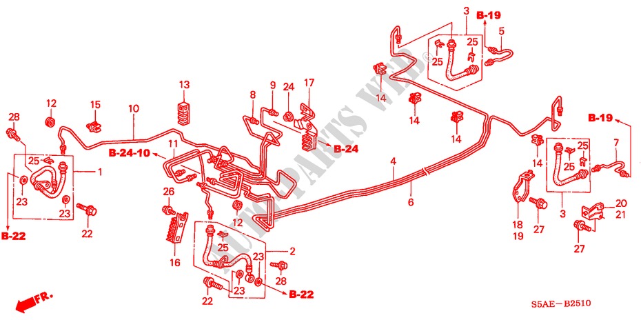CONDUITES DE FREIN(ABS) (LH) (1) pour Honda CIVIC 1.6 ES 4 Portes 4 vitesses automatique 2003
