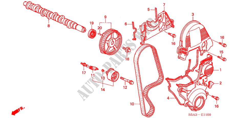 ARBRE A CAMES/COURROIE DE DISTRIBUTION pour Honda CIVIC COUPE VTI 2 Portes 4 vitesses automatique 2001