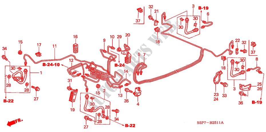 CONDUITES DE FREIN(ABS) (LH) (2) pour Honda CIVIC COUPE VTI-A 2 Portes 5 vitesses manuelles 2002