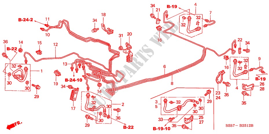 CONDUITES DE FREIN(ABS) (RH) (1) pour Honda CIVIC 1.4SE 3 Portes 4 vitesses automatique 2002
