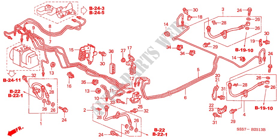 CONDUITES DE FREIN(ABS) (RH) (2) pour Honda CIVIC TYPE R 3 Portes 6 vitesses manuelles 2003