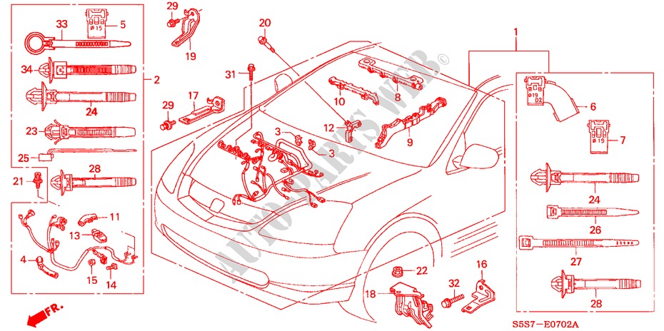 FAISCEAU DES FILS (TYPE R)(LH) pour Honda CIVIC TYPE R 3 Portes 6 vitesses manuelles 2002