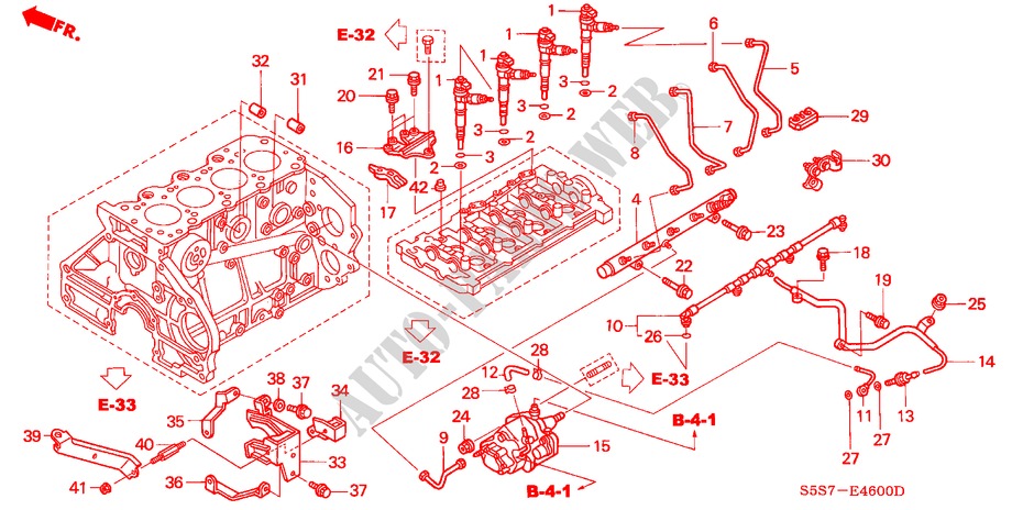 SYSTEME INJECTION CARBURANT (DIESEL) pour Honda CIVIC 1.7LS 3 Portes 5 vitesses manuelles 2004