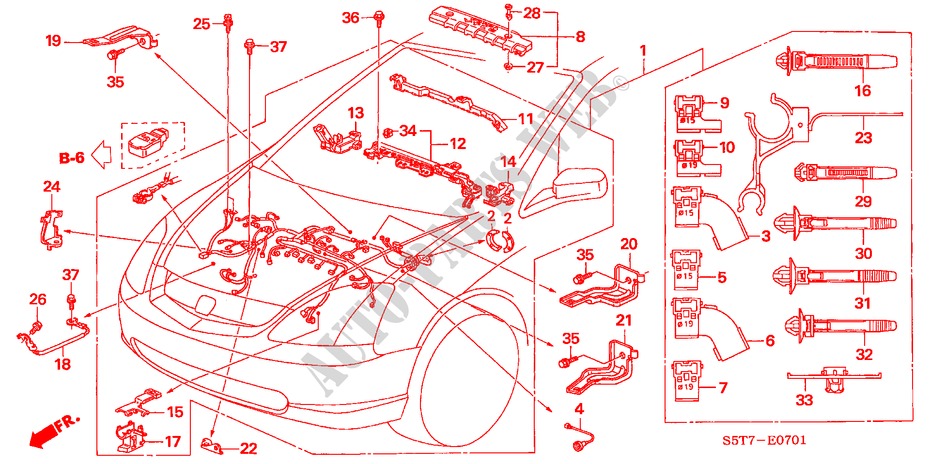 FAISCEAU DES FILS (1.4L/1.6L) (RH) pour Honda CIVIC 1.6 SPORT 3 Portes 5 vitesses manuelles 2005