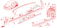 MOULAGE/GARNITURE DE LONGRINE LATERALE pour Honda CIVIC 1.4LS 5 Portes 5 vitesses manuelles 2005