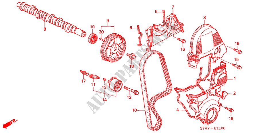 ARBRE A CAMES/COURROIE DE DISTRIBUTION (1.7L) pour Honda STREAM 1.7ES 5 Portes 5 vitesses manuelles 2002