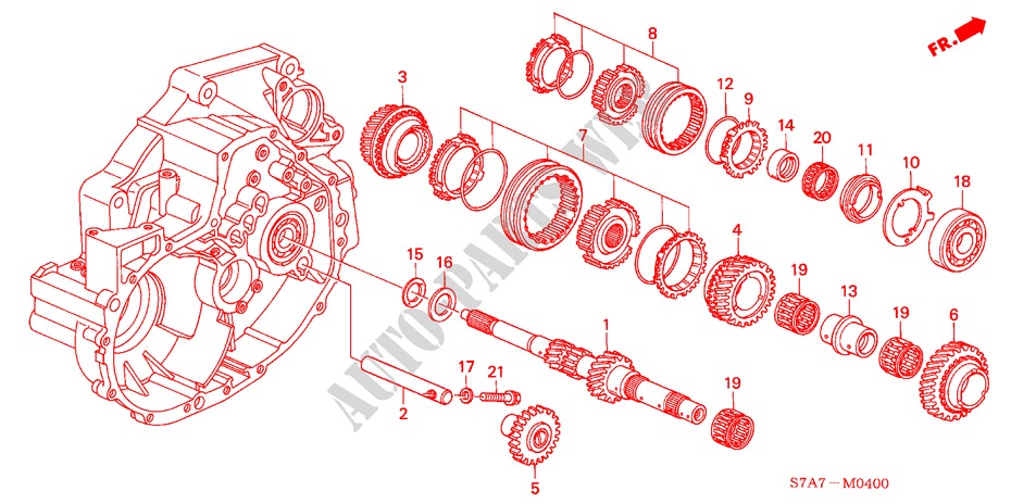 ARBRE PRINCIPAL(1.7L) pour Honda STREAM 1.7ES 5 Portes 5 vitesses manuelles 2002