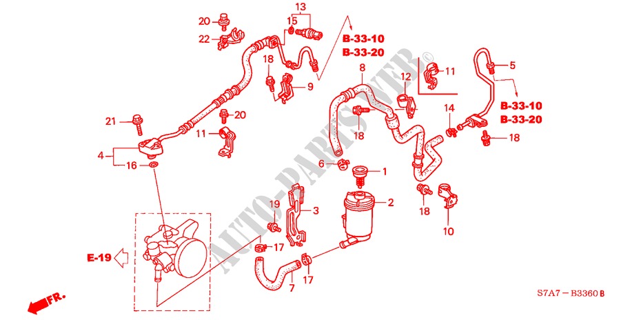 CANALISATIONS P.S. (1.7L) (LH) pour Honda STREAM 1.7ES 5 Portes 5 vitesses manuelles 2002