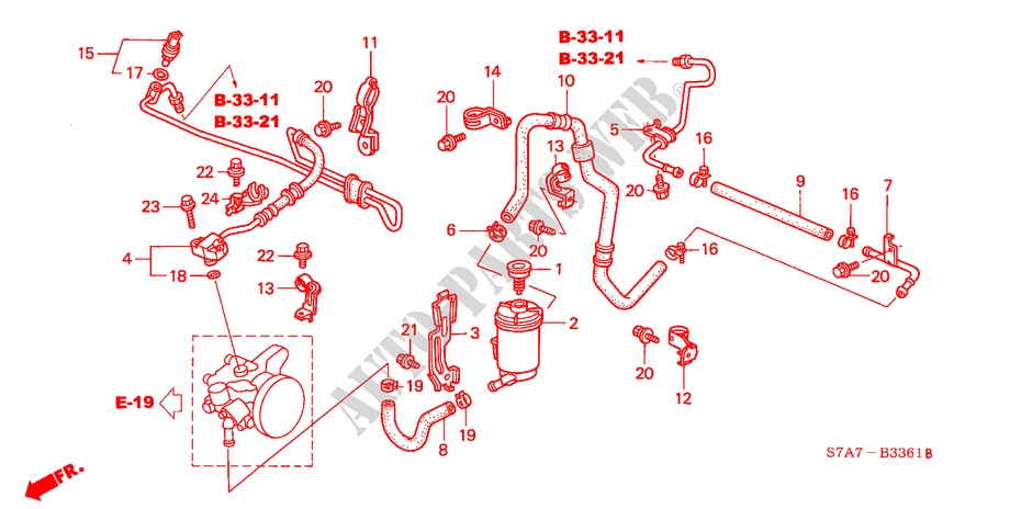 CANALISATIONS P.S. (1.7L) (RH) pour Honda STREAM 1.7ES 5 Portes 5 vitesses manuelles 2002