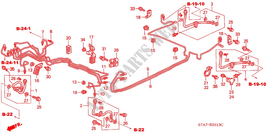 CONDUITES DE FREIN(ABS) (2.0L) (RH) pour Honda STREAM 2.0SE        SPORT 5 Portes 5 vitesses automatique 2001