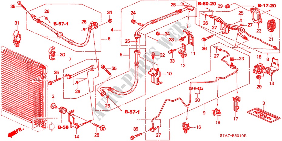 FLEXIBLES/TUYAUX(LH) ( '03) (A DEUX ETAGES) (2.0L) pour Honda STREAM 2.0ES 5 Portes 5 vitesses automatique 2001