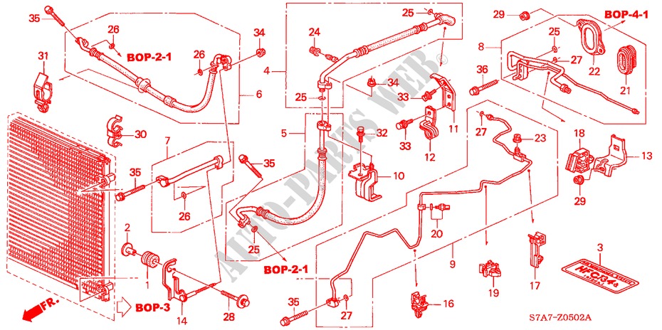 FLEXIBLES/TUYAUX(LH) ( '03) (SIMPLE) (2.0L) pour Honda STREAM 2.0ES 5 Portes 5 vitesses automatique 2001