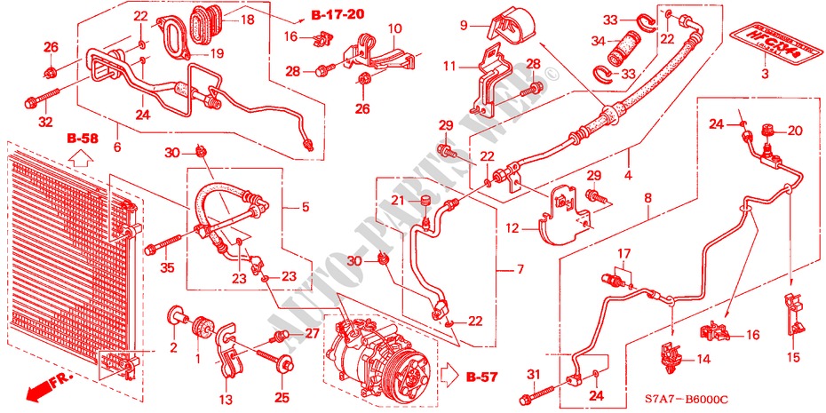 FLEXIBLES/TUYAUX(LH) (SIMPLE) (1.7L) pour Honda STREAM 1.7ES 5 Portes 5 vitesses manuelles 2001