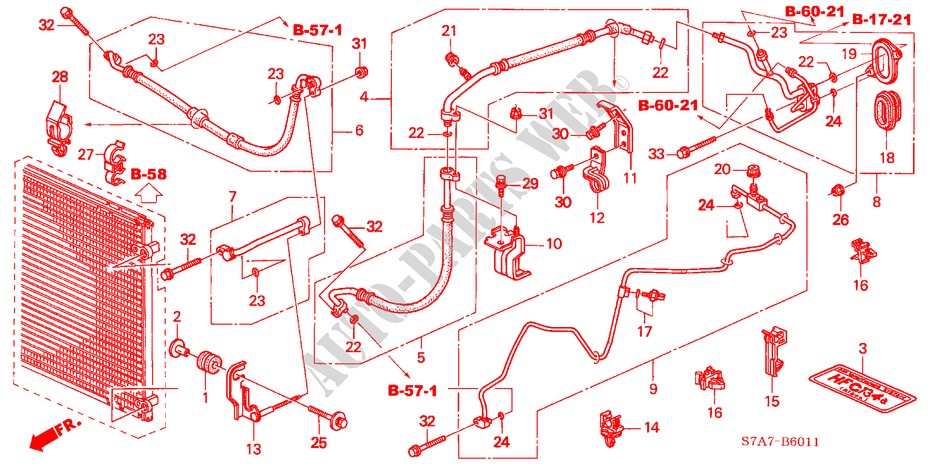 FLEXIBLES/TUYAUX(RH) ( '03) (A DEUX ETAGES) (2.0L) pour Honda STREAM 2.0SE        SPORT 5 Portes 5 vitesses automatique 2001