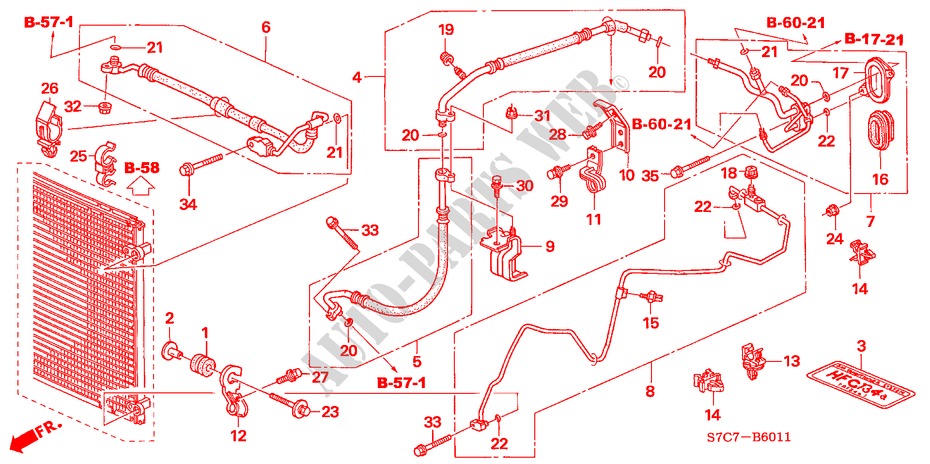 FLEXIBLES/TUYAUX(RH) (A DEUX ETAGES) (2.0L) pour Honda STREAM SE 5 Portes 5 vitesses automatique 2005