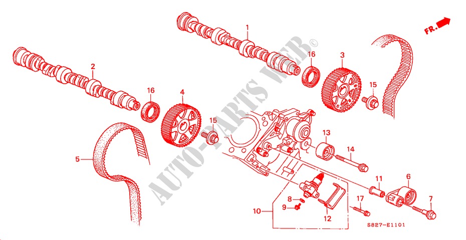 ARBRE A CAMES/COURROIE DE DISTRIBUTION(V6) pour Honda ACCORD COUPE 3.0IV6 2 Portes 4 vitesses automatique 2001