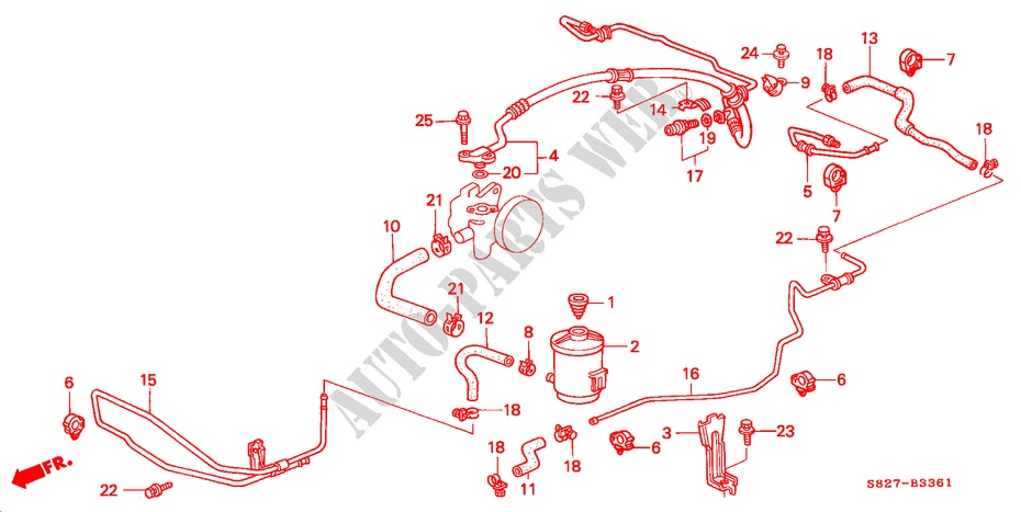 CANALISATIONS P.S.(L4)(RH) pour Honda ACCORD COUPE 2.0IES 2 Portes 4 vitesses automatique 1998