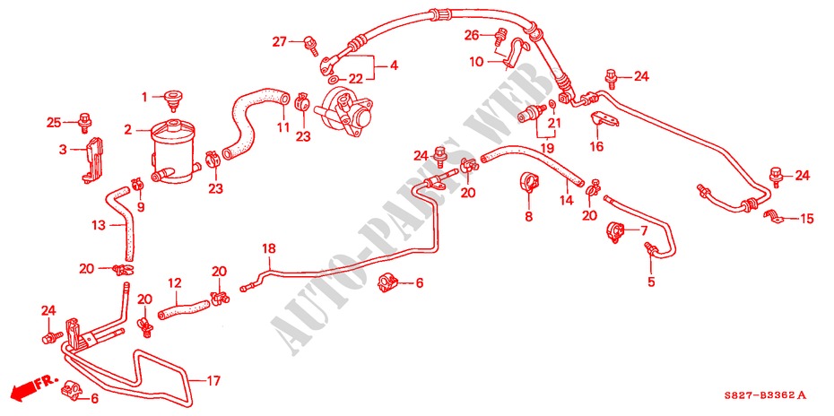 CANALISATIONS P.S.(V6)(LH) pour Honda ACCORD COUPE 3.0IV6 2 Portes 4 vitesses automatique 2000