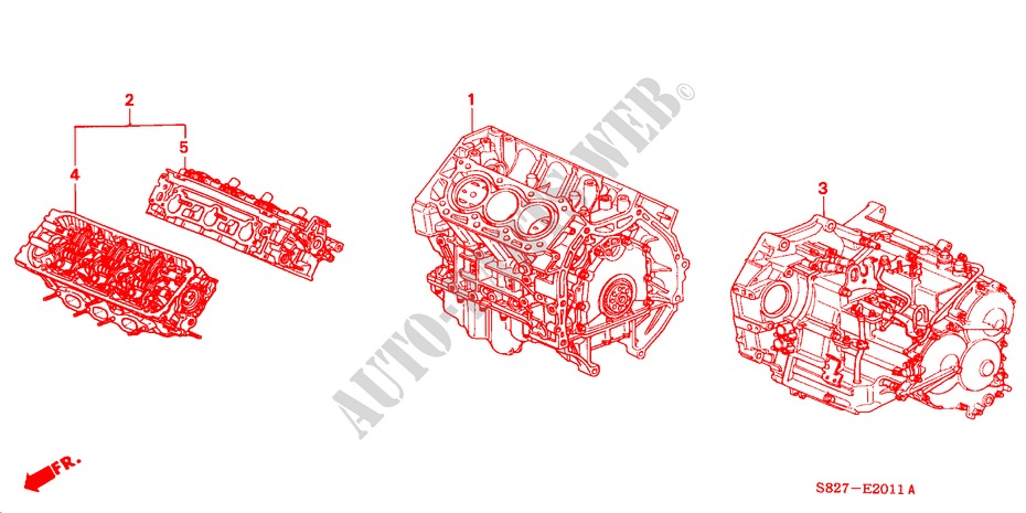 ENS. DE MOTEUR/ ENS. BOITE DE VITESSES(V6) pour Honda ACCORD COUPE 3.0IV6 2 Portes 4 vitesses automatique 2000