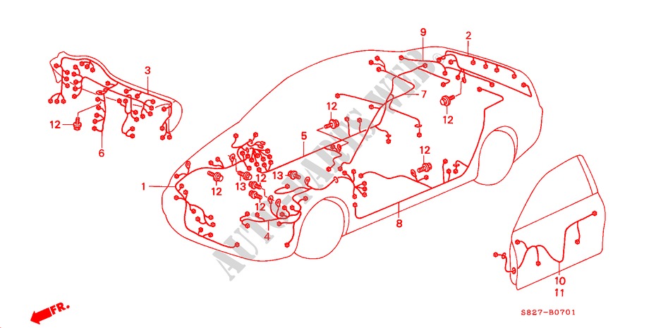 FAISCEAU DES FILS(RH) pour Honda ACCORD COUPE 3.0IV6 2 Portes 4 vitesses automatique 2000