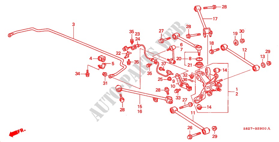 STABILISATEUR ARRIERE/ BRAS INFERIEUR ARRIERE pour Honda ACCORD COUPE 3.0IV6 2 Portes 4 vitesses automatique 2001