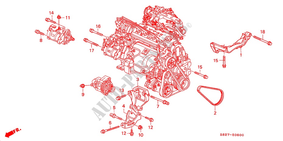 SUPPORT D'ALTERNATEUR(L4) pour Honda ACCORD COUPE VTI 2 Portes 4 vitesses automatique 2000