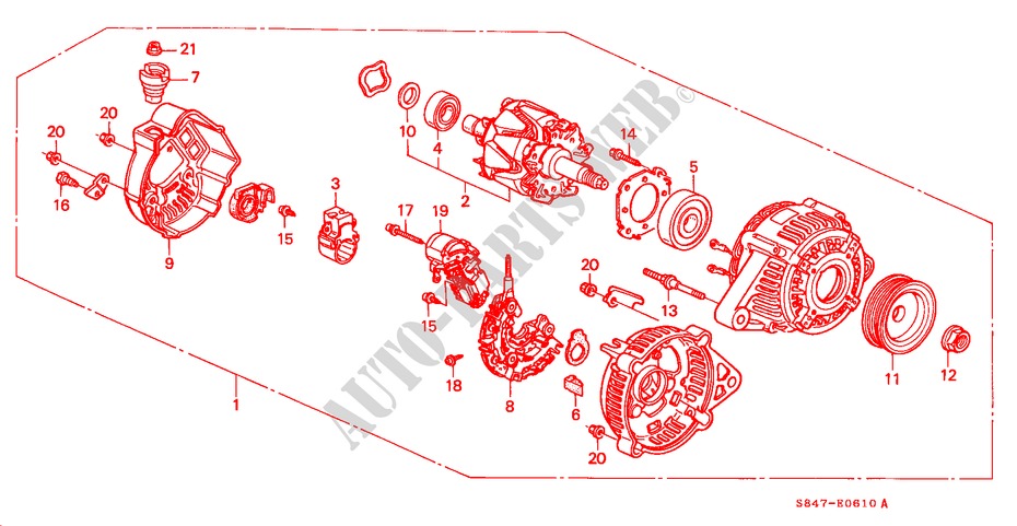 ALTERNATEUR(DENSO) (L4) pour Honda ACCORD 2.3EXI 4 Portes 4 vitesses automatique 2000