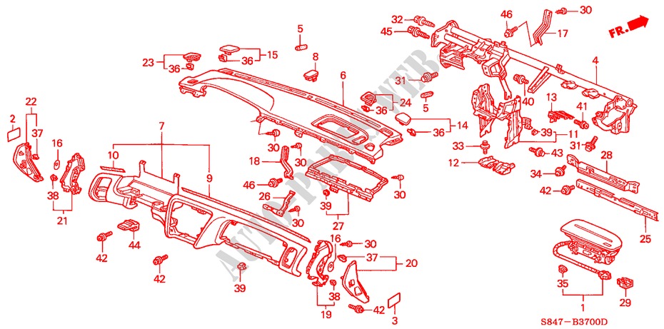 PANNEAU D'INSTRUMENT(LH) pour Honda ACCORD 2.3VTI 4 Portes 4 vitesses automatique 2000