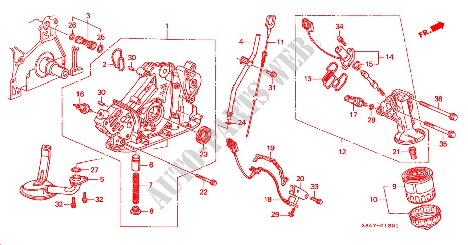 POMPE A HUILE/FILTRE TAMIS A HUILE (V6) pour Honda ACCORD 3.0IV6 4 Portes 4 vitesses automatique 2001
