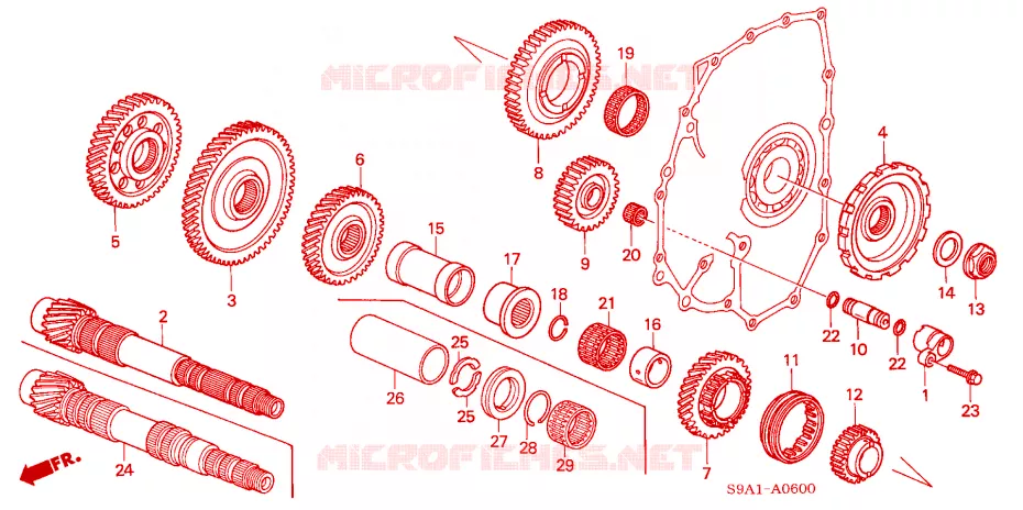 ARBRE DE RENVOI(4AT) Honda  CRV 2002 RVI 4 vitesses automatique 