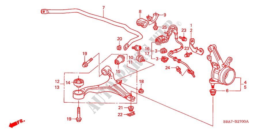 ARTICULATION AVANT/ BRAS INFERIEUR AVANT pour Honda CR-V RV-I 5 Portes 5 vitesses manuelles 2002